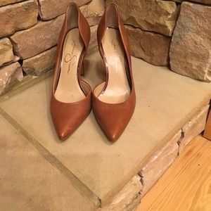 Plain brown heels with 4inch heel